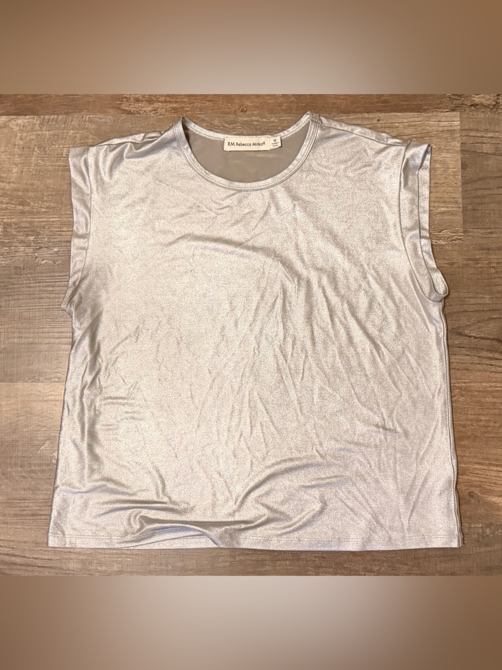 Rebecca Minkoff Metallic Silver Sleeveless Top